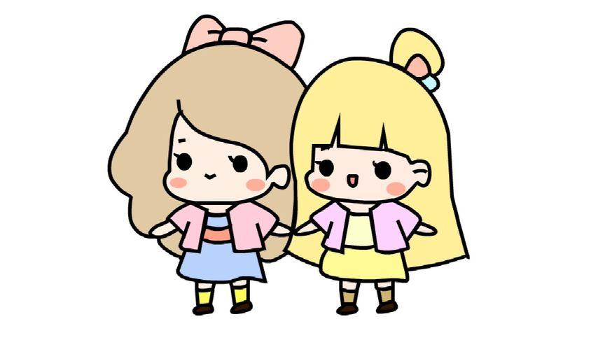 兩個小女孩簡筆畫