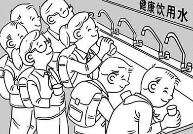飲水安全與健康簡筆畫